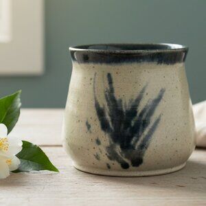 Handmade Ceramic Studio Pottery Mug‎ Cup Blue Brushstroke Glaze Artist Signed